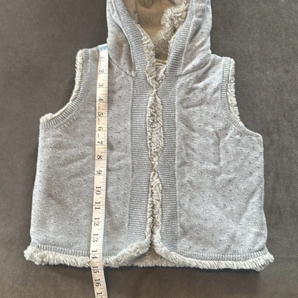 Kids Country Road Gray Hooded Vest with Metallic Thread that Sparkles Size 4-5